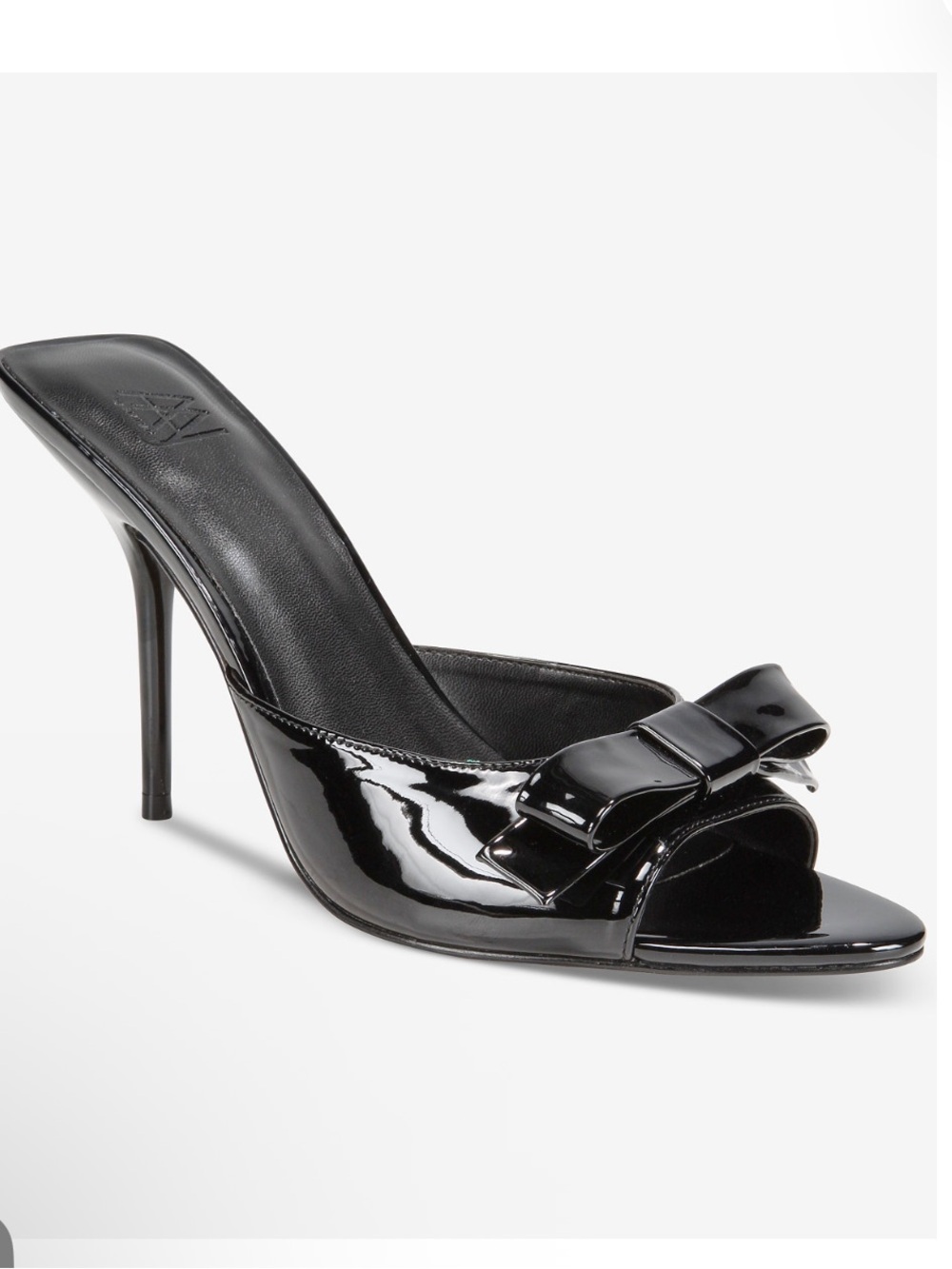 Black Patent Bow Mule Heels - Women Shoes